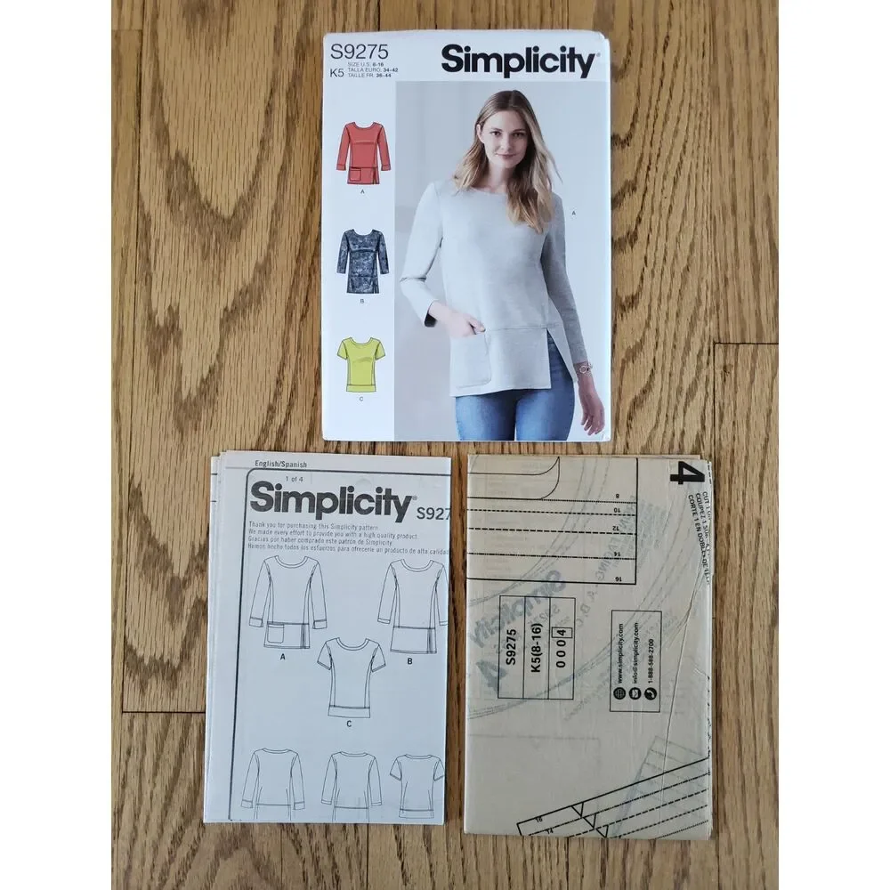 Simplicity S9275 Pattern Womens 8-16 Top w/Pocket New Uncut